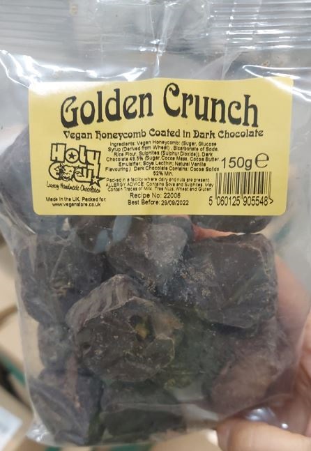 Golden Crunch Vegan Homerycomb Coated in Dark Chocolate 150g